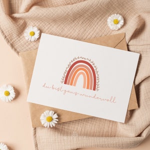 Postkarte | Grußkarte | endlich Schulkind | Einschulung | Regenbogen| bunt | boho | Sommer | A6 | kleine Aufmerksamkeit