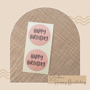 2 Aufkleber | Sticker| Happy Birthday | Geburtstag | runde Sticker 4cm Durchmesser