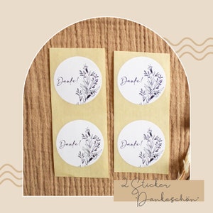 2 Aufkleber | Danke | 5cm | rund | Gastgeschenke | Dankeschön | Hochzeit