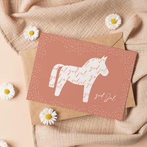 Postkarte Dalapferd | Grüße | Grußkarte | A6 | Postcard | Skandi | god Jul | bunt | boho | A6 | Frohe Weihnachten | Christmas
