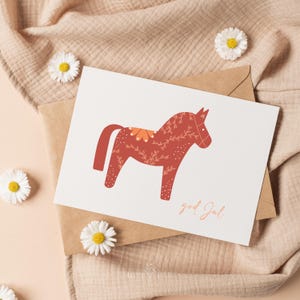 Postkarte Dalapferd | Grüße | Grußkarte | A6 | Postcard | Skandi | god Jul | bunt | boho | A6 | Frohe Weihnachten | Christmas