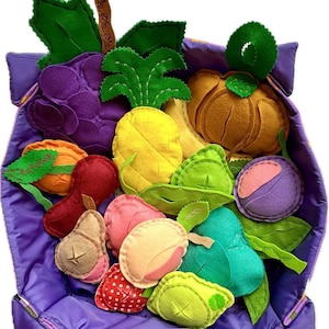 Soft basket with 14 fruits for finding treats 30x30 cm (12 inches)
