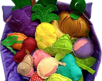 Soft basket with 14 fruits for finding treats 30x30 cm (12 inches)