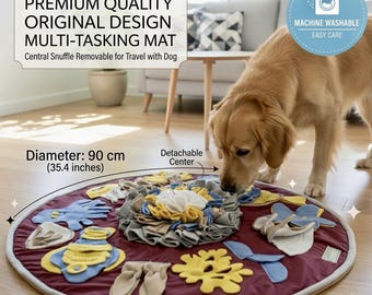 Ocean Themed Snuffle Mat – Large Interactive Pet Enrichment Toy, Machine Washable (90cm)