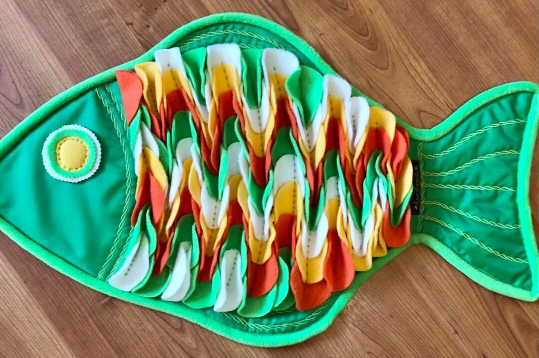 Green Fish Snuffle Mat: Interactive Dog & Cat Toy (70x42 Cm) - Etsy