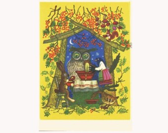 Folk Art Easter Green Easter Card Blank Inside Greeting Card Yuri Vasnetsov Russian Art Easter Bunny