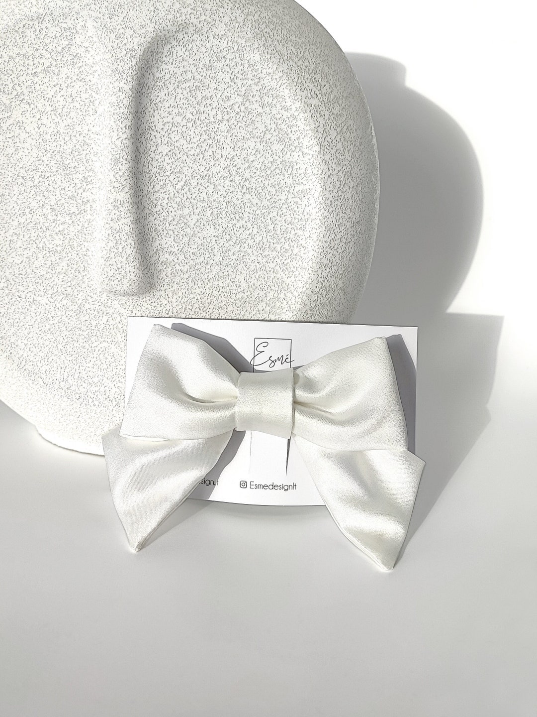 White Alabama Bow Barrette main image 1