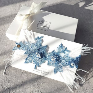 Blue lace wedding garter