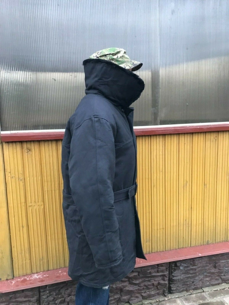 Russian Army Officer Parka Winter Sheepskin Coat USSR BLACK | Etsy
