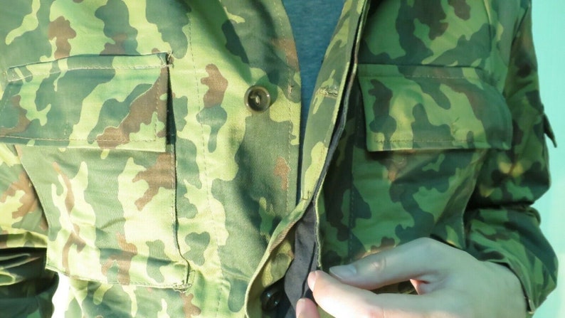 Russian Army Summer Jacket/&pants BDU Afghanka VSR-93 Flora Vertikalca Butan 1990-s dated OTK stamp manufacturer Very bright camo pattern