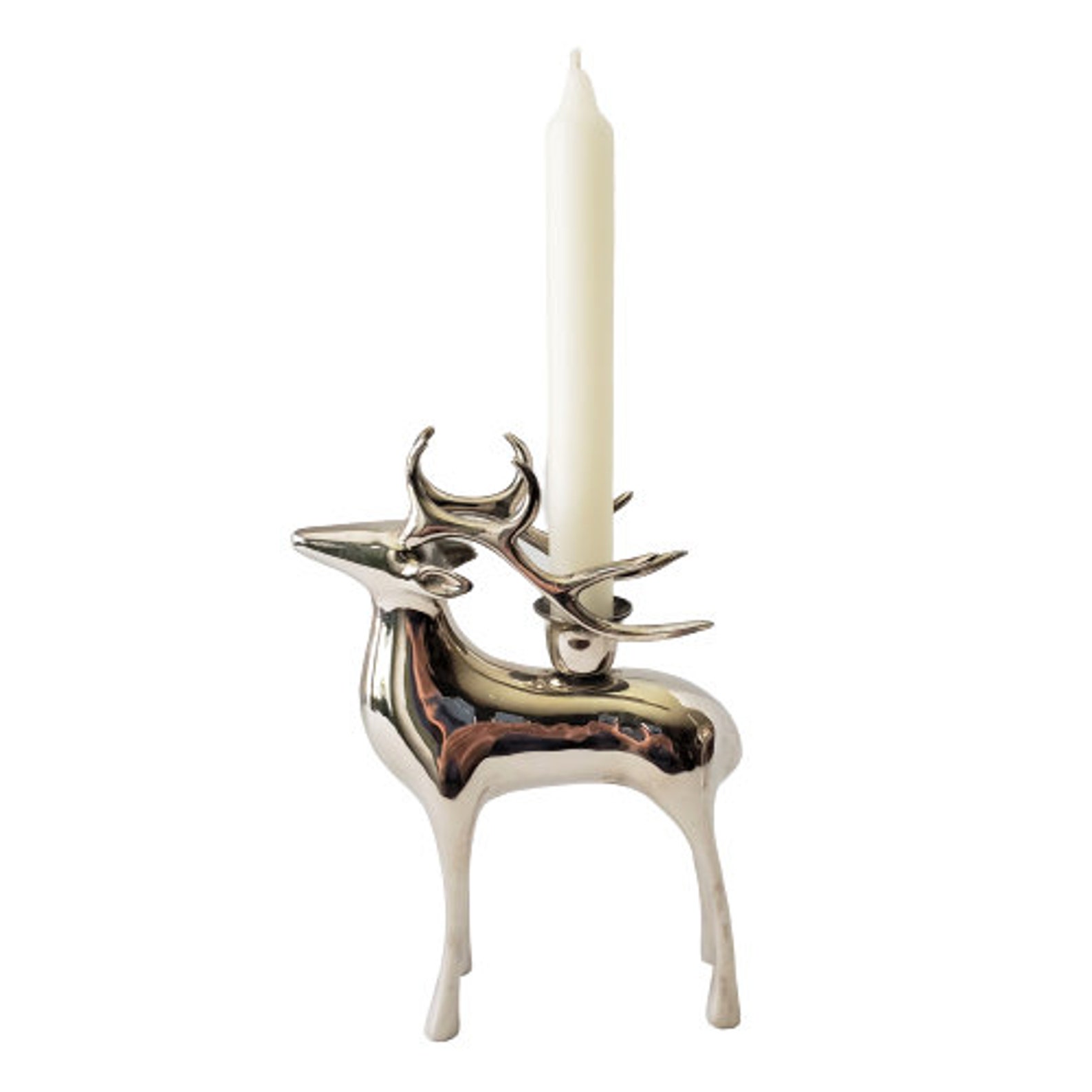Pottery Barn Pair of Reindeer Candle Holders Etsy