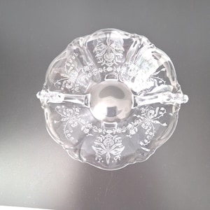 Heisey Orchid Etch Glass Candy Nut Jam Jelly Footed Serving Dish 1950s