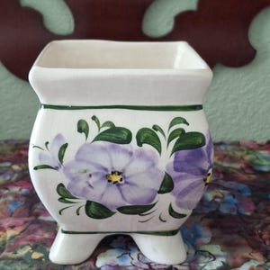 Vintage Hand-Painted Mexico Ceramic Footed Plantar Succulent Pot 5.5"H