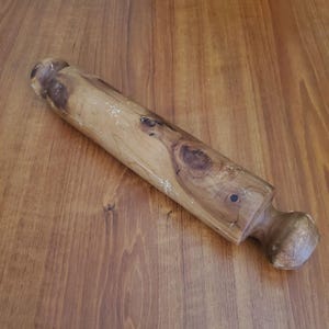 Wooden Rolling Pin Rustic Charm with Natural Knots Aged Patina Kitchen Decor