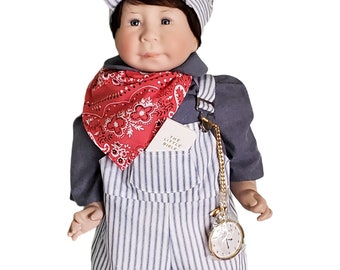 Lee Middleton Bubba Chubbs Railroad Conductor Doll with Accessories 1986 22"