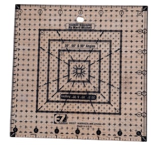 Handi Square by Marti Michell Quilting Ruler 30 60 and 90 Degree Angles Clear Acrylic 6.5&quot; Ruler