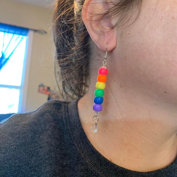 Pony Bead Rainbow Bar Earrings PKSD Etsy Australia