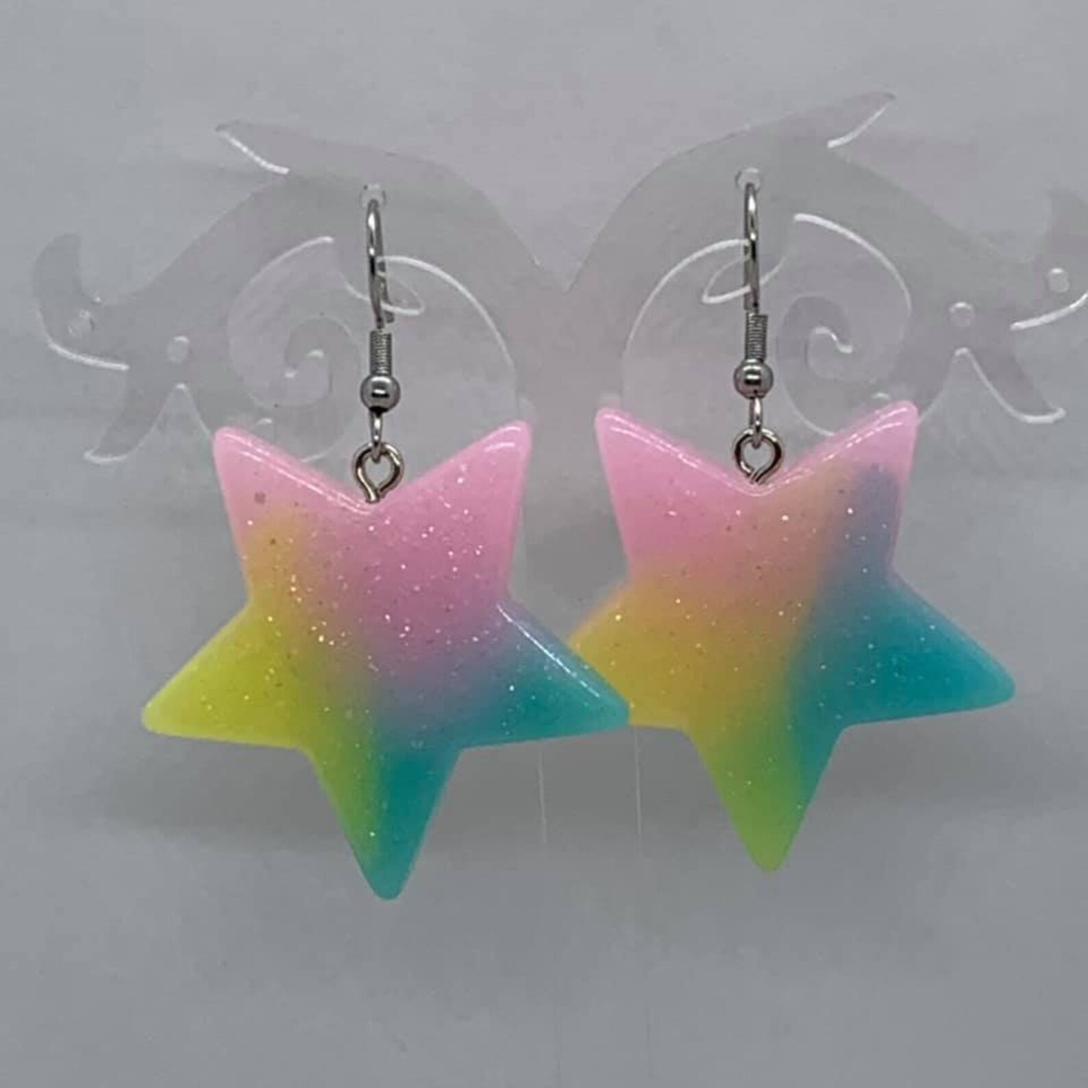 Acrylic Star Earrings Etsy