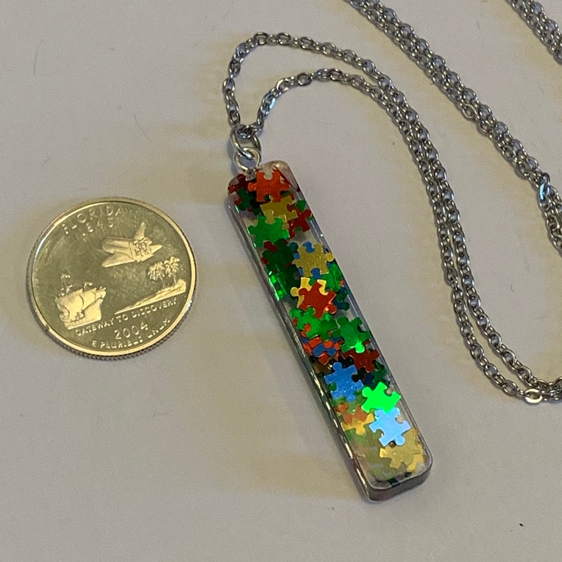 Resin Bar Necklace Autism