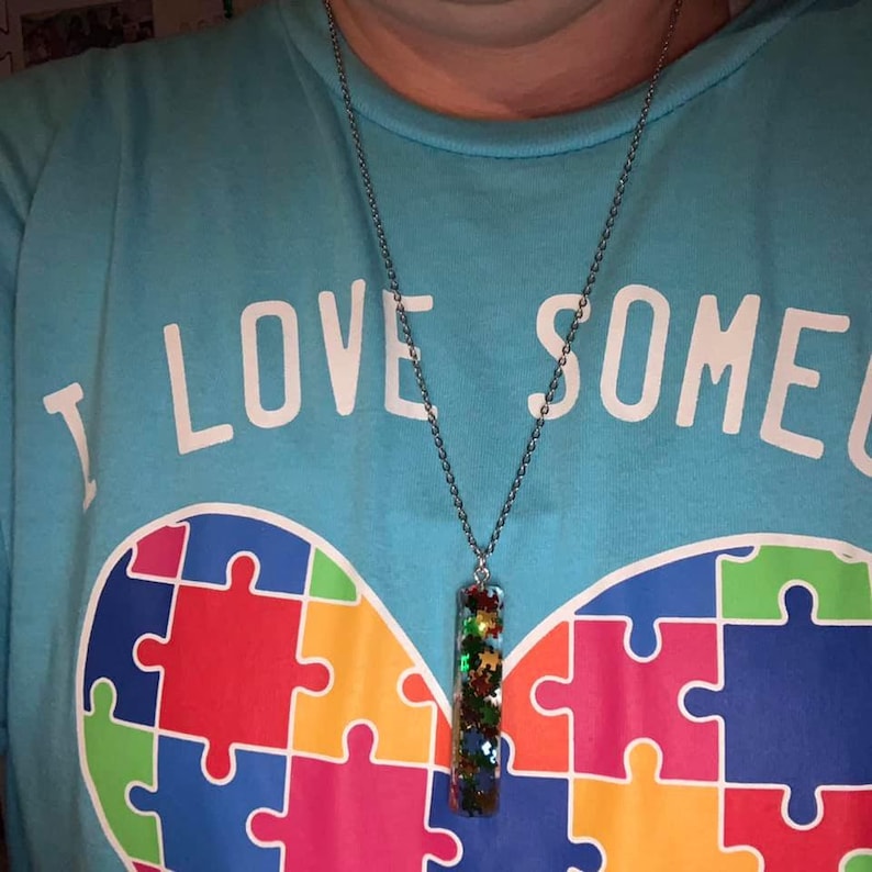 Resin Bar Necklace Autism