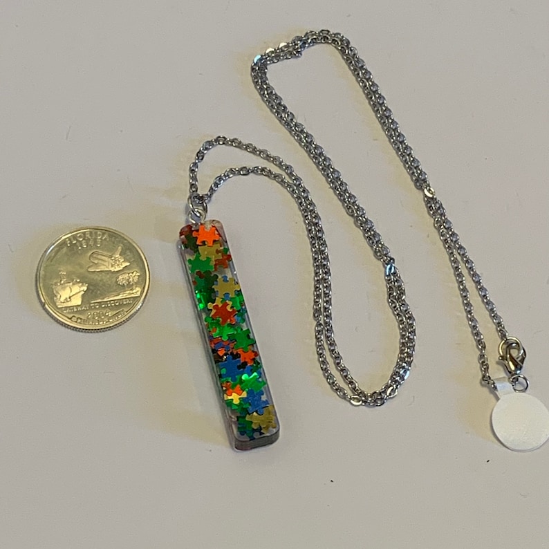 Resin Bar Necklace Autism