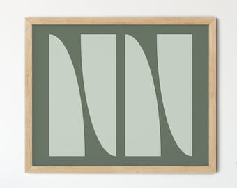 Impresión de arte abstracto, arte mural imprimible, impresión digital verde, arte descargable, arte mural abstracto verde, arte moderno para sala de estar, geométrico