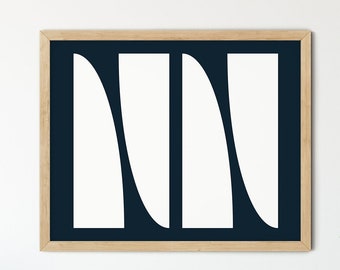 Abstract Art Print, PRINTABLE Wall Art, Blue Downloadable Art, Navy Abstract Wall Art, Modern Art, Navy and White Home Décor