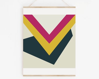 Geometric PRINTABLE Wall Art, Graphic Digital Print, Yellow Blue Color Block Art, 8x8, 10x10, 12x12, 16x16, Abstract Wall Art, Modern Decor