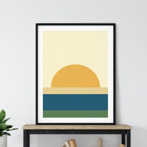 Abstract Beach Print, PRINTABLE Wall Art, Color Block Wall Art, Blue Green and Yellow Digital Print, Geometric Wall Art, Instant Download