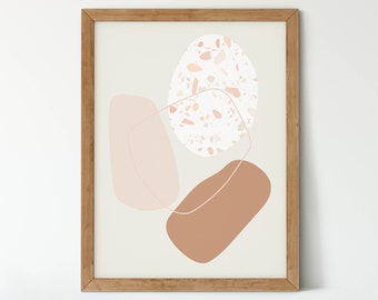 Terrazzo PRINTABLE Wall Art, Pink and Terracotta Downloadable Poster, Terrazzo Digital Print, Abstract Boho Decor, Download, Modern Wall Art