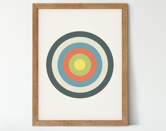 Circles PRINTABLE Wall Art, Mid-Century Modern, Downloadable Art Print, Geometric Wall Art, Living Room Art, Colorful DIGITAL Graphic Poster