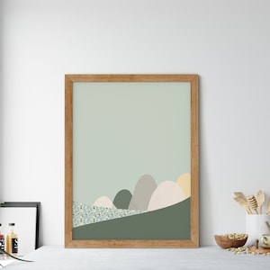 Landscape PRINTABLE Wall Art, Green Downloadable Poster, Terrazzo Digital Art Print, Boho Decor, Download, Modern Wall Art, Landscape Print image 1