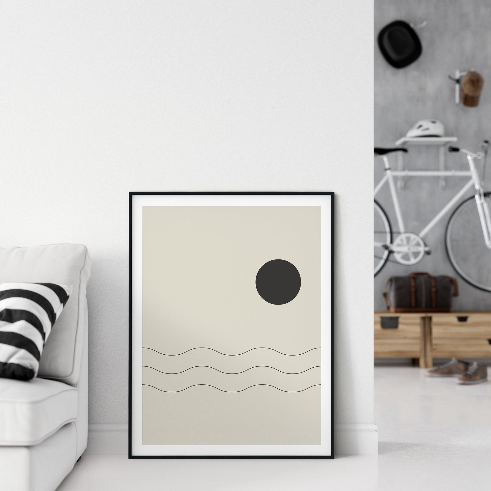 MCM Printable Wall Art, Minimalist Downloadable Poster, Black on Beige ...