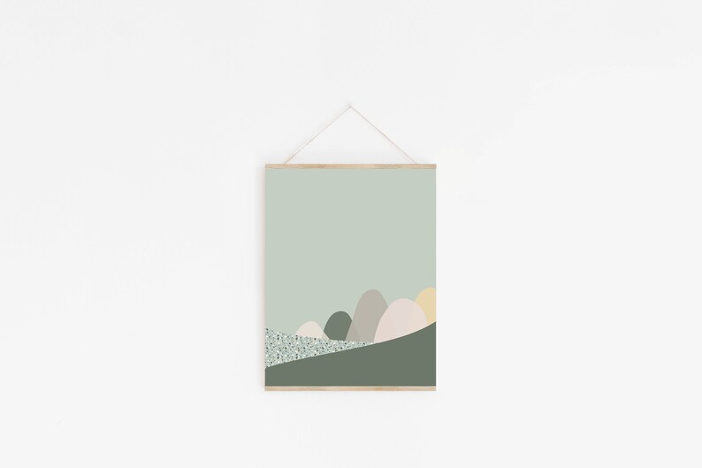 Landscape PRINTABLE Wall Art, Green Downloadable Poster, Terrazzo Digital Art Print, Boho Decor, Download, Modern Wall Art, Landscape Print image 7