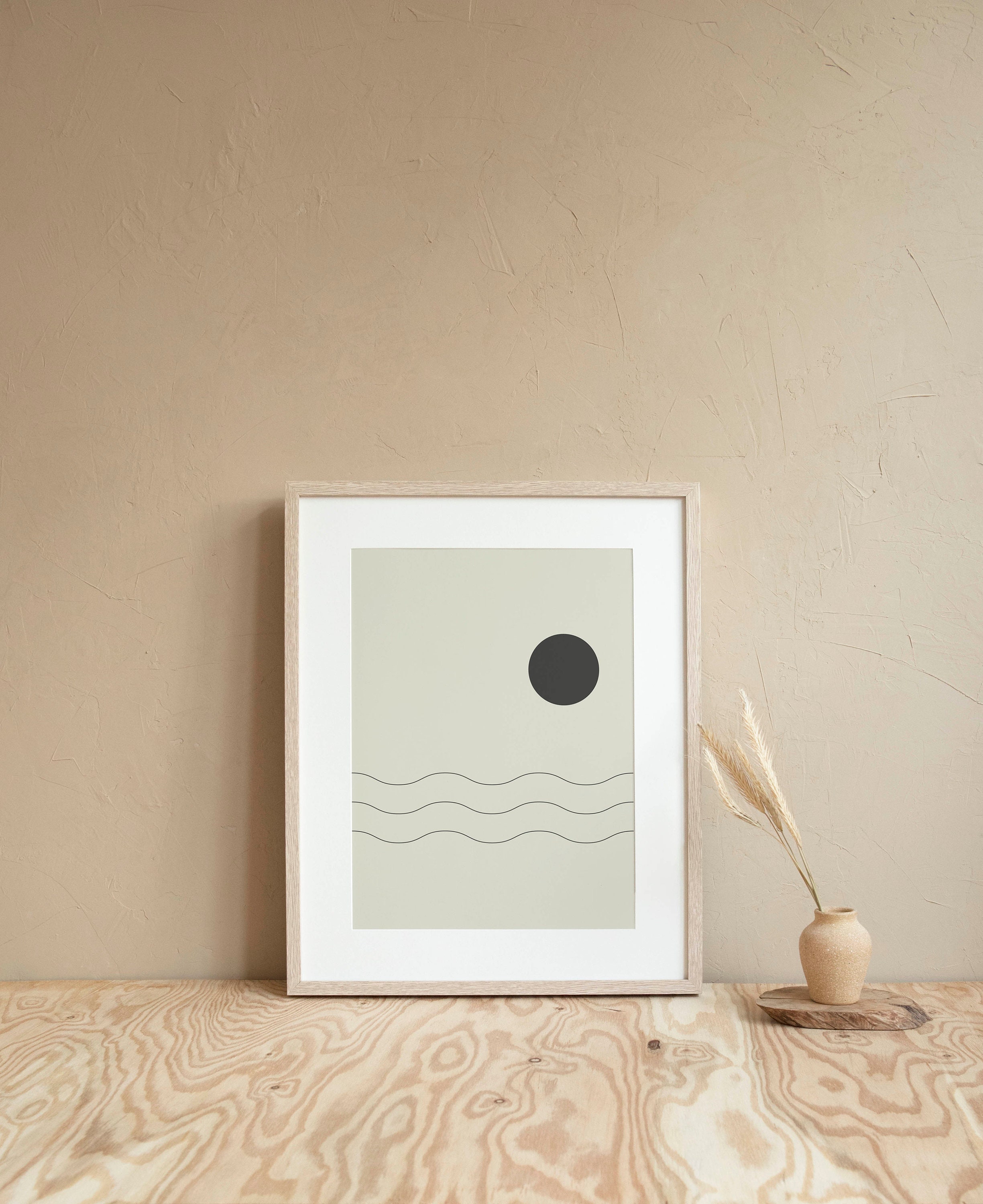 MCM Printable Wall Art, Minimalist Downloadable Poster, Black on Beige ...