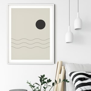 MCM Printable Wall Art, Minimalist Downloadable Poster, Black on Beige ...
