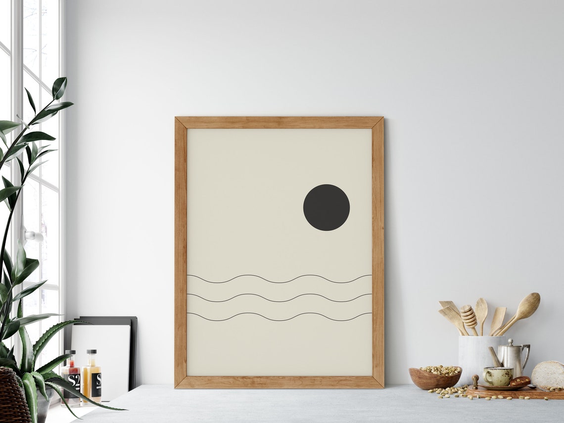 MCM Printable Wall Art, Minimalist Downloadable Poster, Black on Beige ...