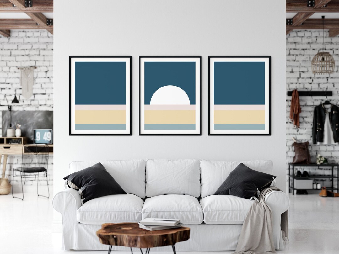 Set of 3 Prints, PRINTABLE Abstract Art Print Set, Yellow Pink Blue ...