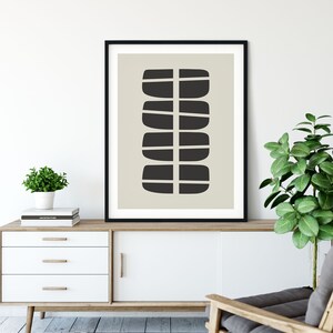 Mid-Century Modern Geometric Print, Black & Beige Abstract Art Printable, 8x10, 16x20, 24x30, 11x14, 12x16, Digital Wall Art, Neutral, MCM image 4