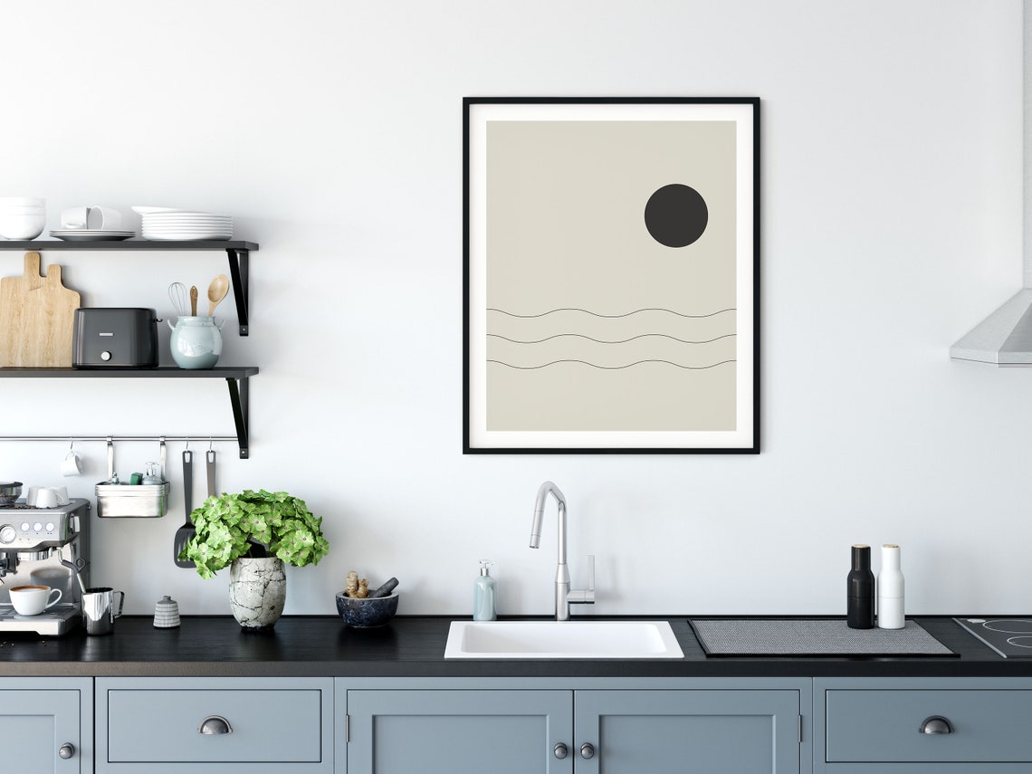 MCM Printable Wall Art, Minimalist Downloadable Poster, Black on Beige ...