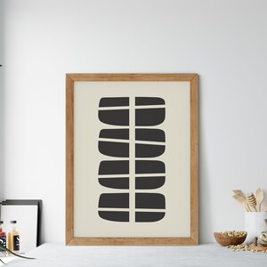 Mid-Century Modern Geometric Print, Black & Beige Abstract Art Printable, 8x10, 16x20, 24x30, 11x14, 12x16, Digital Wall Art, Neutral, MCM image 5