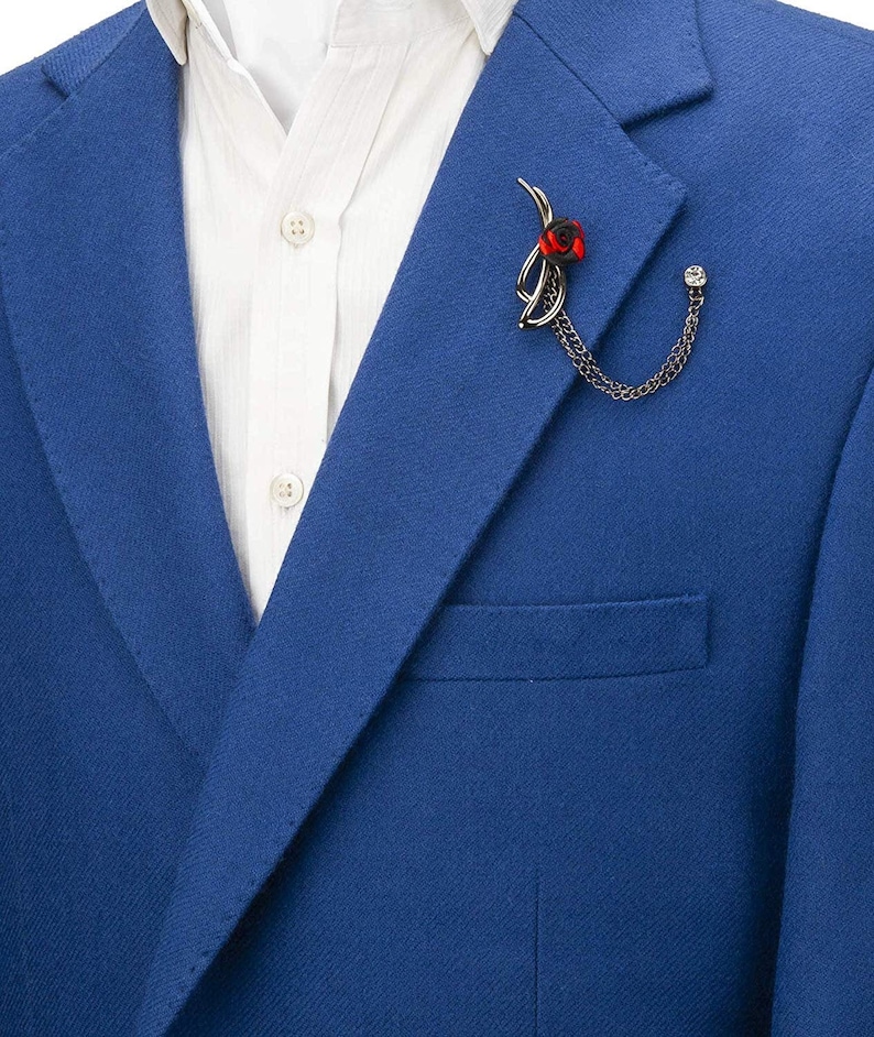 Red and Black Rose with Silver Bow Metal Ribbon Detailing Lapel Pin,Badge Coat Suit Wedding Gift Party Shirt Collar Accessories Brooch