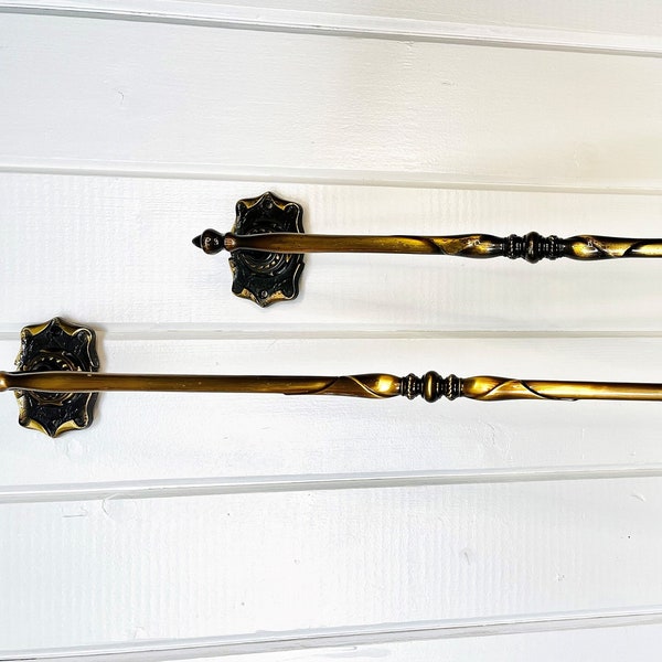 Vintage Towel Bars, Carriage House Style, Brass Metal, Antique Bathroom Fixture, Old House Salvage Restoration Hardware