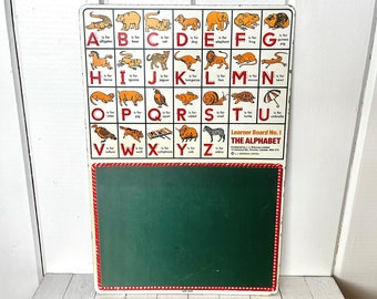 Vintage Alphabet Chalkboard, Two-Sided ABC Learner Board, Farmhouse Children's Room Decor