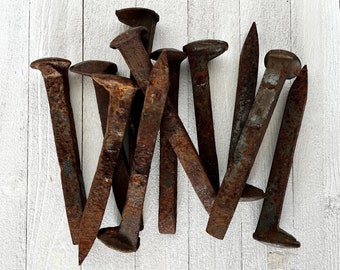 Antique Primitive Rusty Iron Metal Railway Spikes, Canadian Pacific, Railroad Salvage (Price Per Spike)