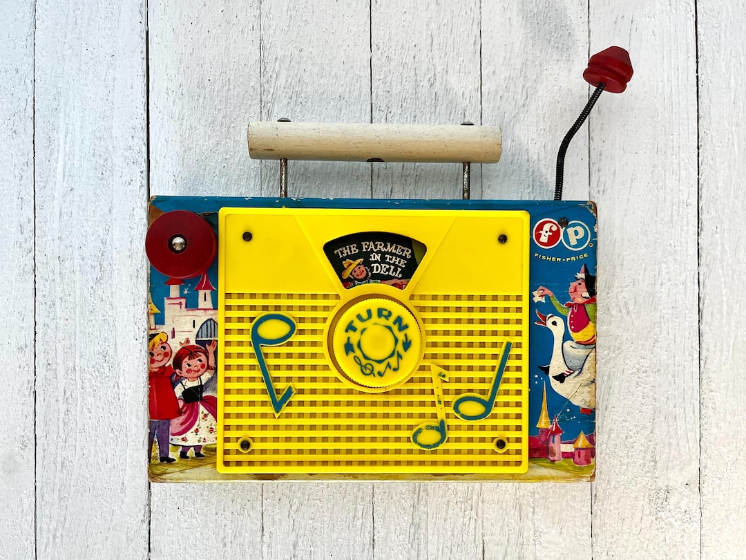 Vintage 60's Fisher Price Wooden TV Radio 'farmer in the Dell