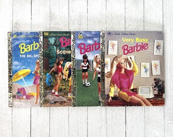 Conjunto de 4 livros infantis vintage da Barbie da década de 90.