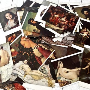 Set of 99 Vintage Postcards, Famous Paintings, Musée du Louvre Paris Postcards
