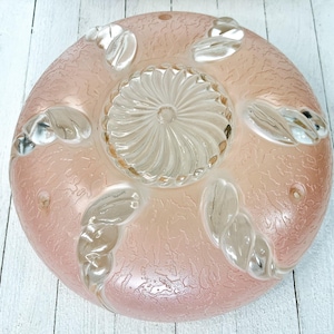 Antique Art Deco 1920&#39;s Blush Pink Glass Shade, Ceiling Pendant Light Fixture, Vintage Farmhouse Girls Nursery Room, Restoration Hardware
