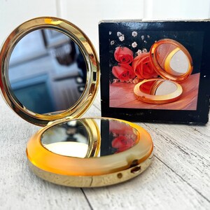 Vintage Mid-Century Gold-Plated Pocket Hand Purse Makeup Mirror, Brass Light Up Compact by T. Eaton Co. image 1